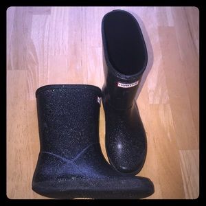 EUC Girls Hunter Boots - Black Glitter